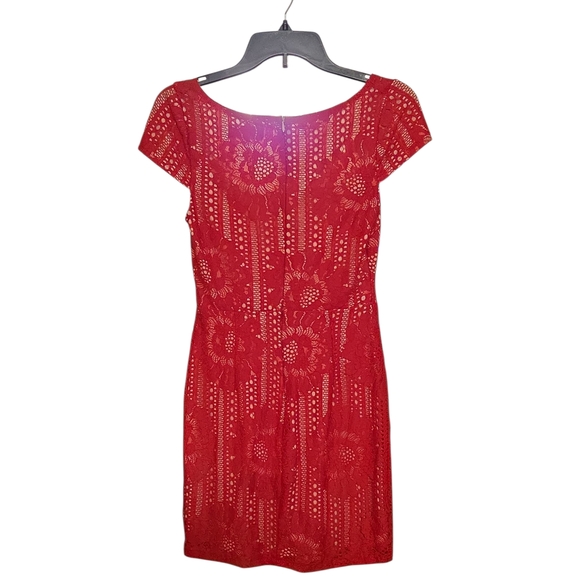 ❤️❤️❤️ Lulu's Red Lace Mini Bodycon Dress Size S - Picture 4 of 5